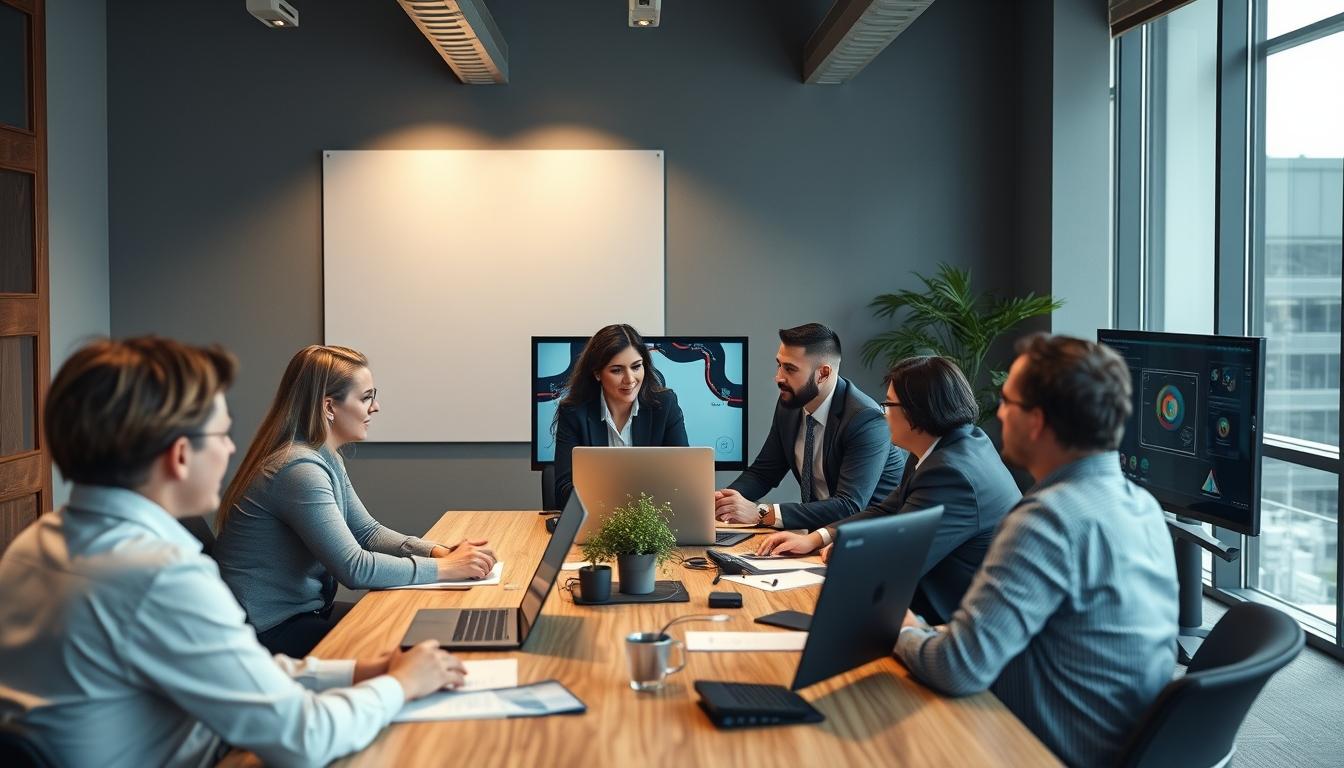 Business software development team collaboration